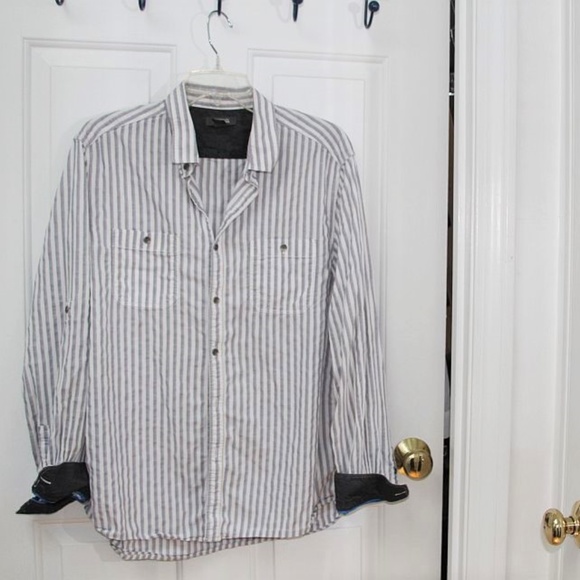 KENNETH COLE REACTION Striped Button Front Shirt L - Picture 3 of 8